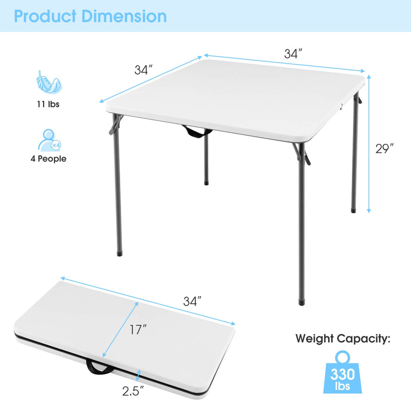 Folding Camping Table with All-Weather HDPE Tabletop and Rustproof Steel Frame-White