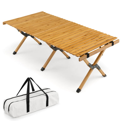 Portable Picnic Table with Carry Bag for Camping and BBQ-Natural