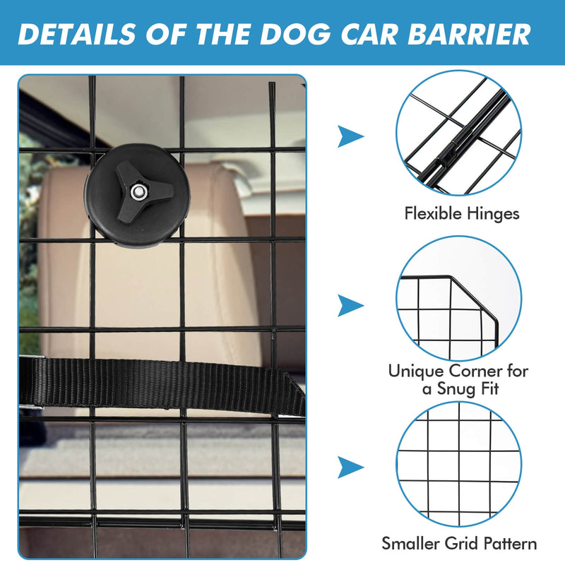 Folding Pet Divider Gate with 2 Straps and 2 Screw Caps for SUV