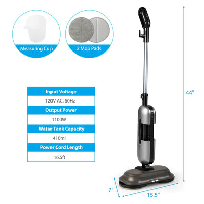 1100W Handheld Detachable Steam Mop with LED Headlights-Gray