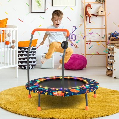 36 Inch Mini Trampoline with Colorful LED Lights and Bluetooth Speaker-Multicolor