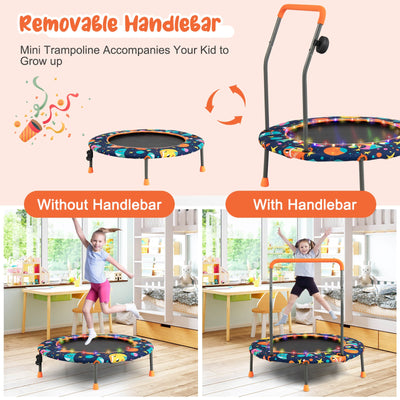 36 Inch Mini Trampoline with Colorful LED Lights and Bluetooth Speaker-Multicolor