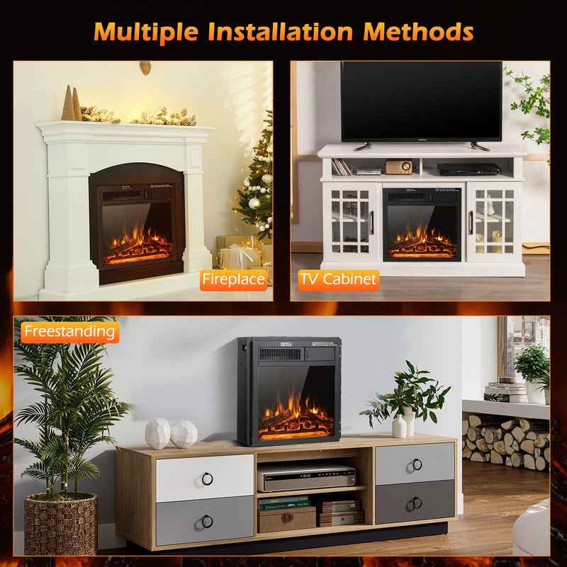 18/22.5 Inch Electric Fireplace Insert with 7-Level Adjustable Flame Brightness