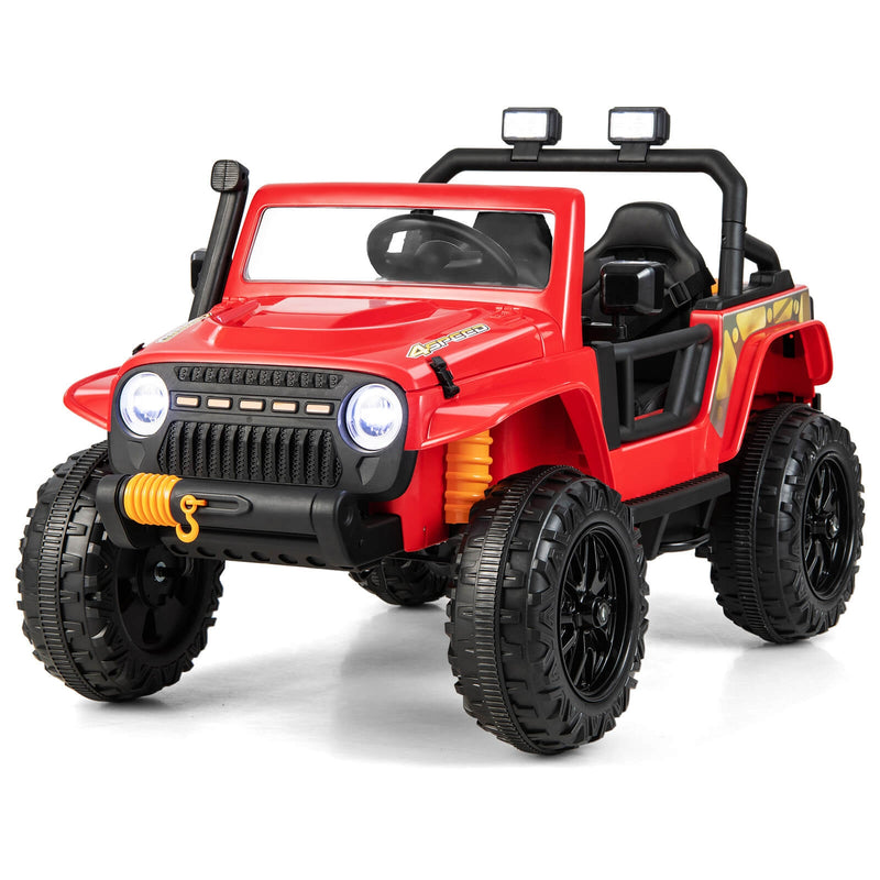 12V Ride on Truck with Parent Remote Control and LED Lights-Red