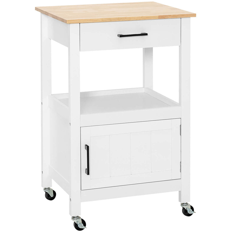 Kitchen Island with Storage Drawer and 3 Hooks-White