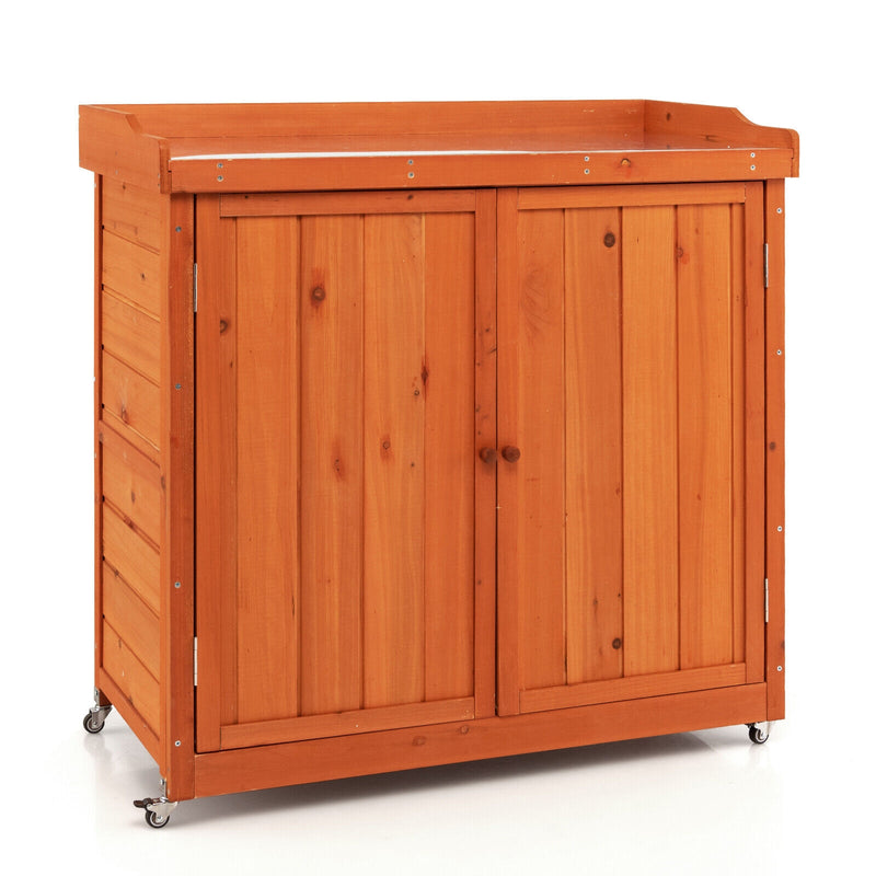 Outdoor Storage Cabinet with 4 Universal Wheels and Removable Shelf