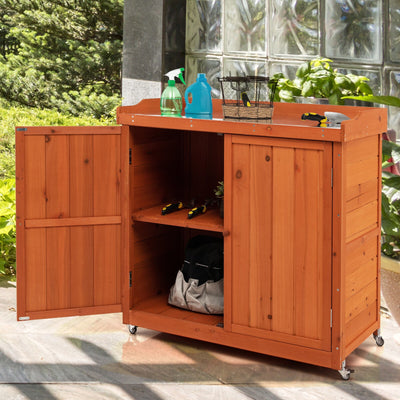 Outdoor Storage Cabinet with 4 Universal Wheels and Removable Shelf