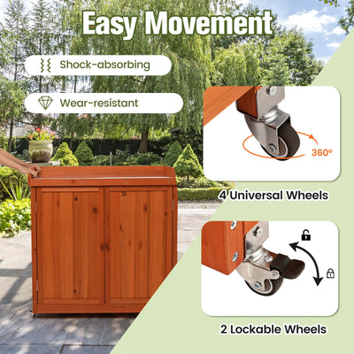 Outdoor Storage Cabinet with 4 Universal Wheels and Removable Shelf