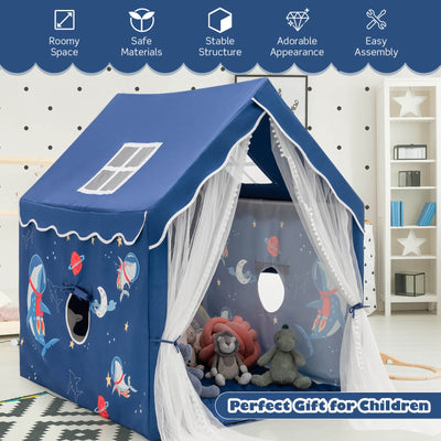 Large Kids Play Tent with Removable Cotton Mat-Blue