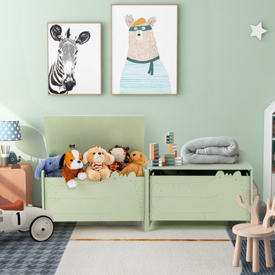 Wooden Kids Toy Box with Safety Hinge-Green