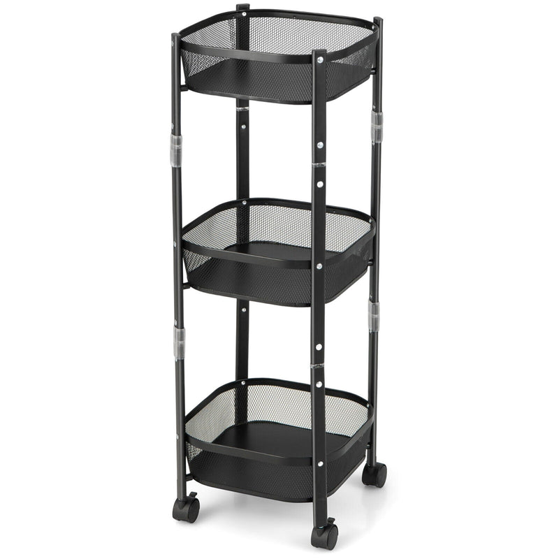 3-Tier Rotating 1-Second folding Storage Rack Metal-Square