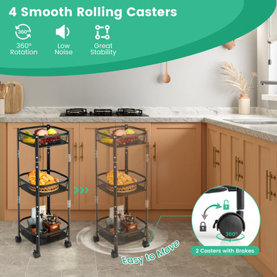 3-Tier Rotating 1-Second folding Storage Rack Metal-Square