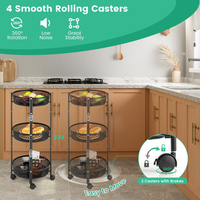 3-Tier Rotating 1-Second folding Storage Rack Metal-Round