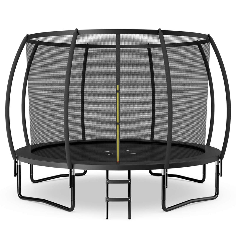 12FT ASTM Approved Recreational Trampoline with Ladder-Black