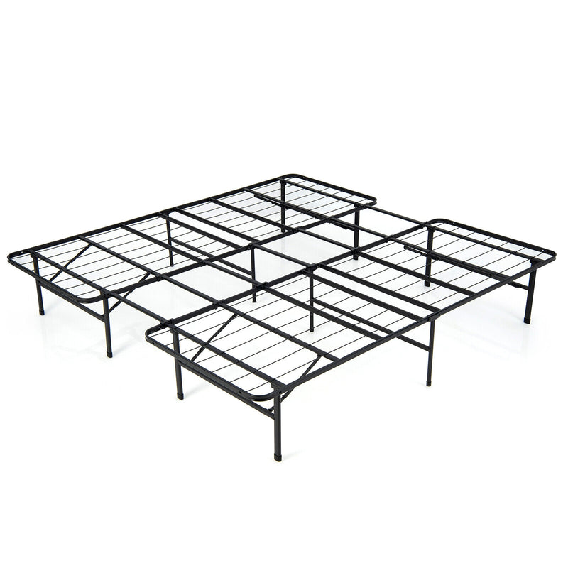 Queen/King Size Folding Steel Platform Bed Frame for Kids and Adults-King Size