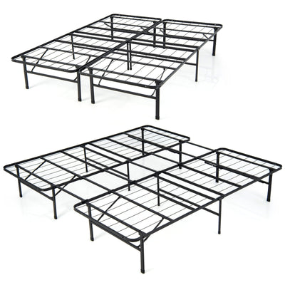 Queen/King Size Folding Steel Platform Bed Frame for Kids and Adults-King Size