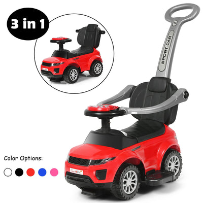 Honey Joy 3 in 1 Ride on Push Car Toddler Stroller Sliding Car with Music-Red