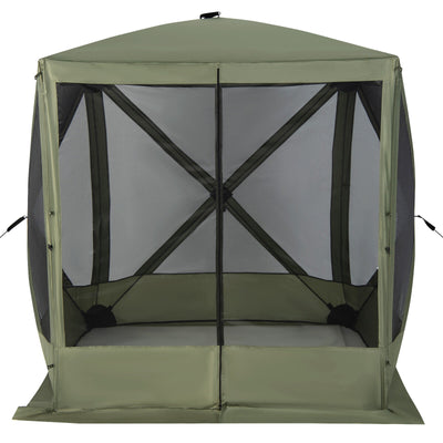 6.7 x 6.7 Feet Pop Up Gazebo with Netting and Carry Bag-Green