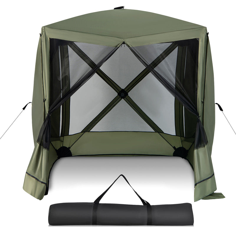 6.7 x 6.7 Feet Pop Up Gazebo with Netting and Carry Bag-Green