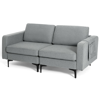 1/2/3/4-Seat Convertible Sectional Sofa with Reversible Ottoman-2-Seat