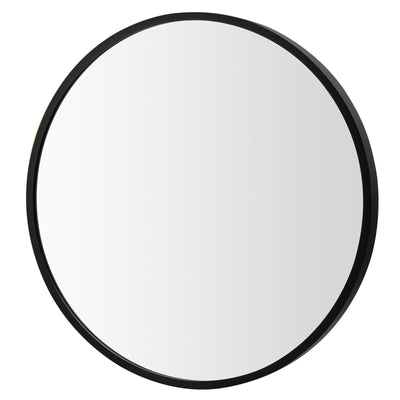 16-inch Round Wall Mirror with Aluminum Alloy Frame-Black