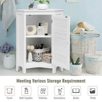 Corner Storage Cabinet Free Standing Bathroom Cabinet with Shutter Door