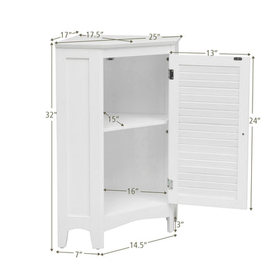 Corner Storage Cabinet Free Standing Bathroom Cabinet with Shutter Door