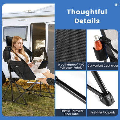 Hammock Camping Chair with Retractable Footrest and Carrying Bag-Black