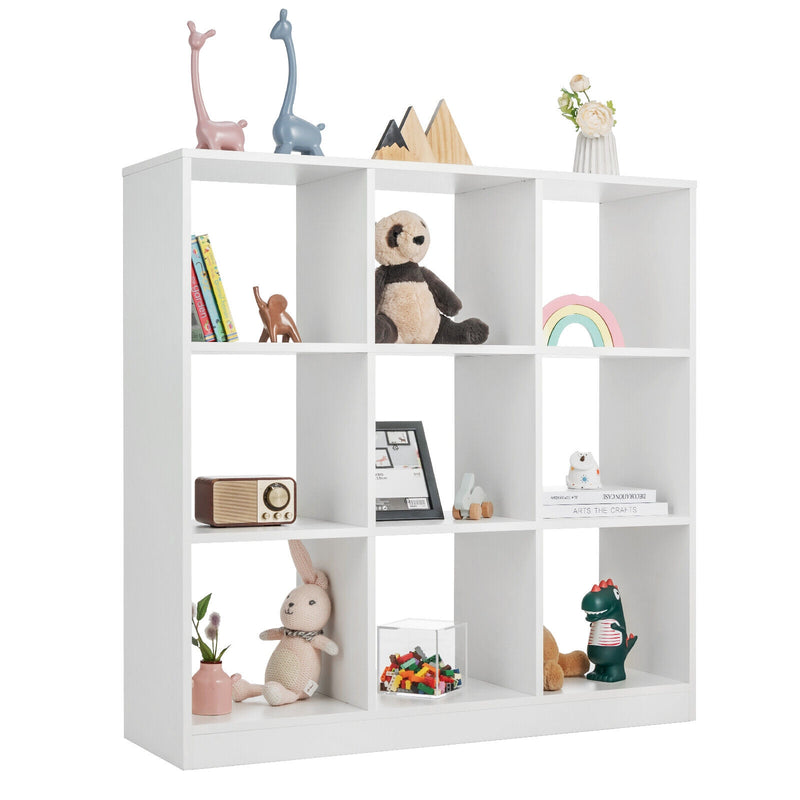 Modern 9-Cube Bookcase with 2 Anti-Tipping Kits for Books Toys Ornaments-White