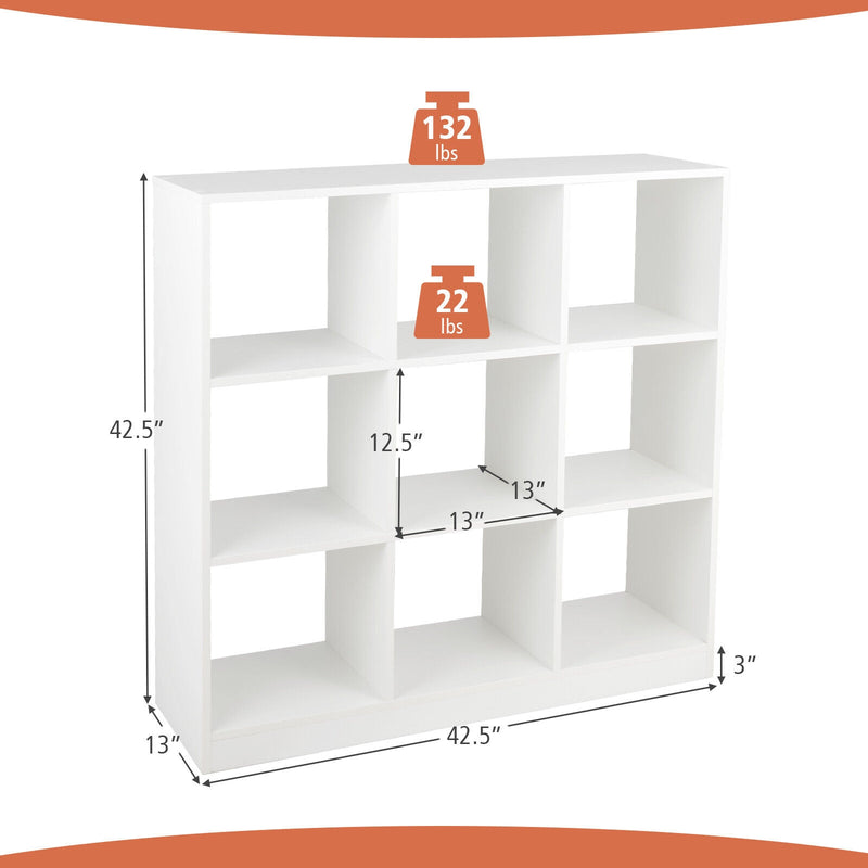 Modern 9-Cube Bookcase with 2 Anti-Tipping Kits for Books Toys Ornaments-White