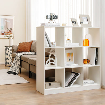 Modern 9-Cube Bookcase with 2 Anti-Tipping Kits for Books Toys Ornaments-White