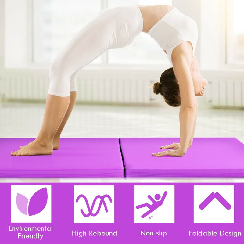 6 x 2 Feet Gymnastic Mat with Carrying Handles for Yoga-Purple