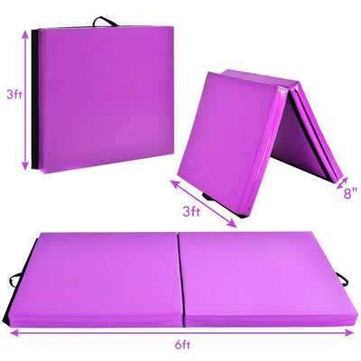 6 x 2 Feet Gymnastic Mat with Carrying Handles for Yoga-Purple