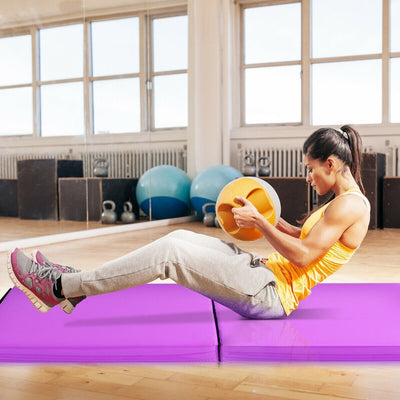 6 x 2 Feet Gymnastic Mat with Carrying Handles for Yoga-Purple