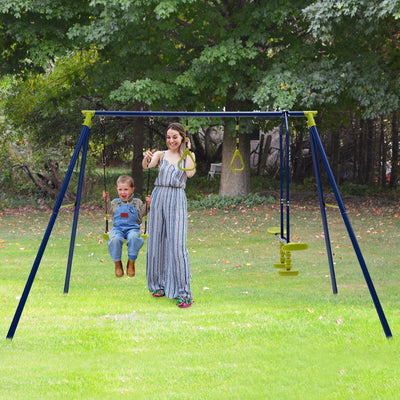 3-in-1 Outdoor Swing Set for Kids Aged 3 to 10