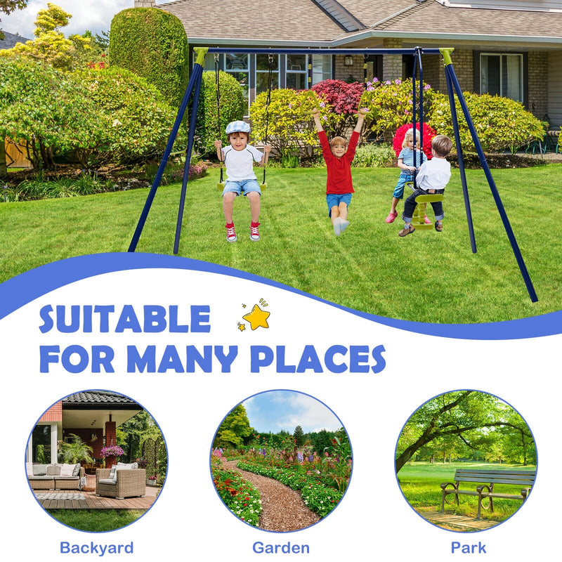 3-in-1 Outdoor Swing Set for Kids Aged 3 to 10