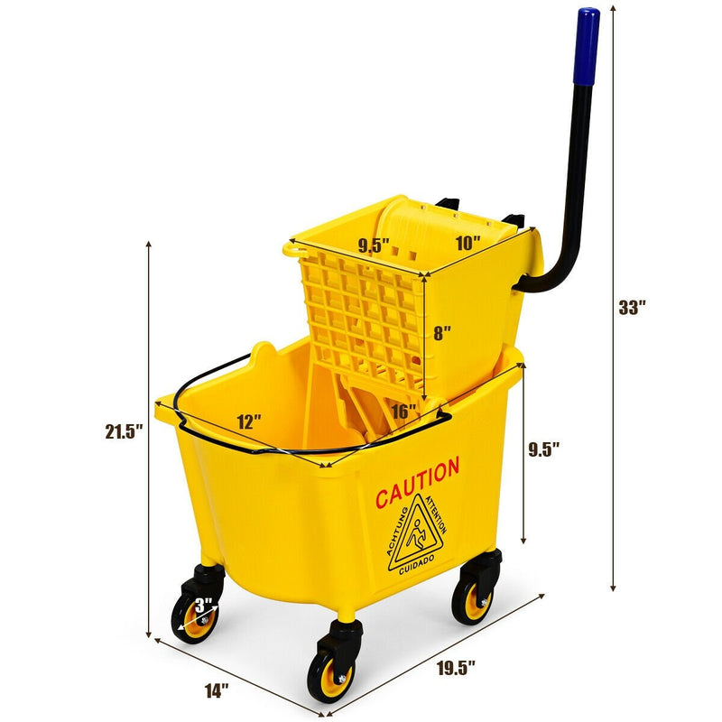 26 Quart Side Press Wringer Commercial Mop Bucket