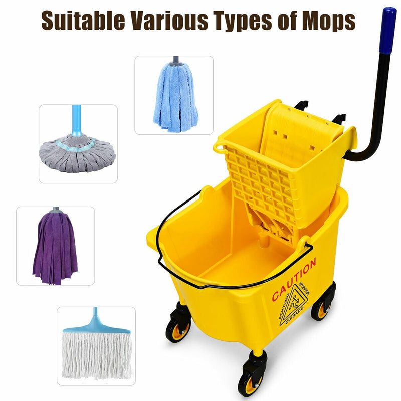 26 Quart Side Press Wringer Commercial Mop Bucket