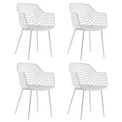 Set of 4 Heavy Duty Modern Dining Chair with Airy Hollow Backrest-White