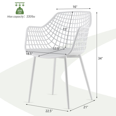 Set of 4 Heavy Duty Modern Dining Chair with Airy Hollow Backrest-White