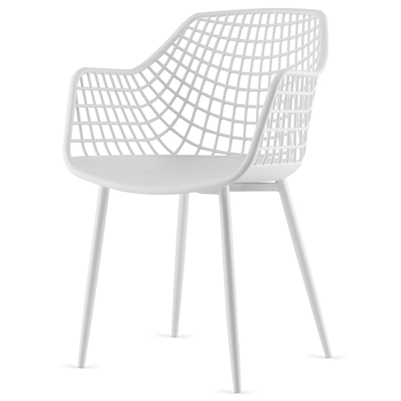 Set of 4 Heavy Duty Modern Dining Chair with Airy Hollow Backrest-White