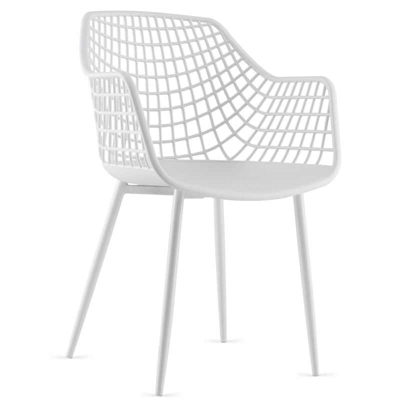 Set of 4 Heavy Duty Modern Dining Chair with Airy Hollow Backrest-White