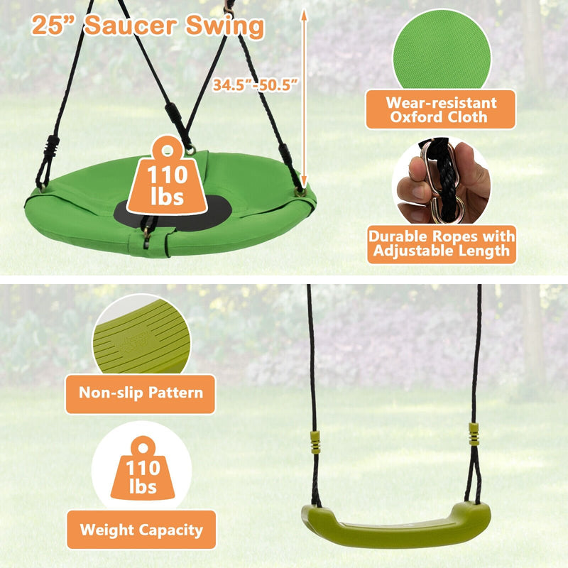 7-in-1 Stable A-shaped Outdoor Swing Set for Backyard