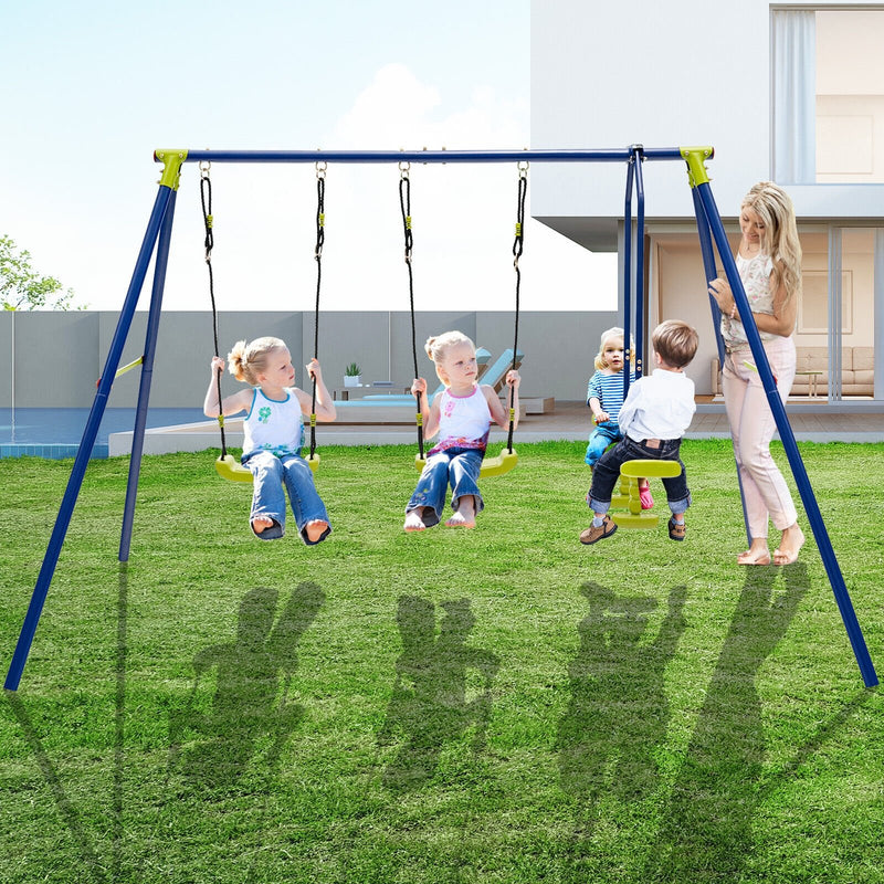 440 Pounds Kids Swing Set with Two Swings and One Glider