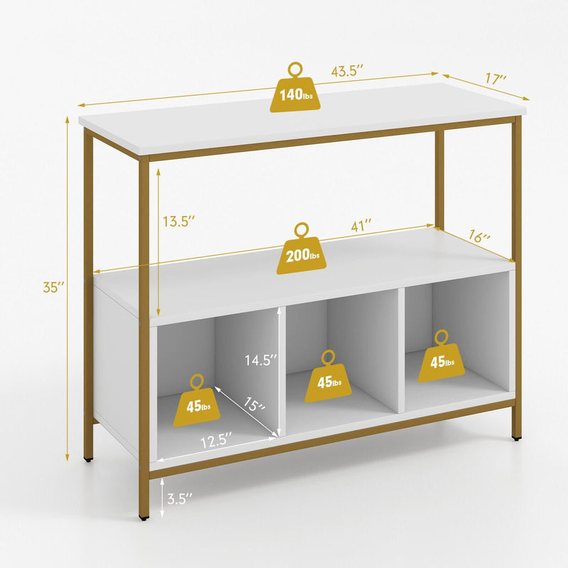 Modern Kitchen Buffet Sideboard with 3 Compartments-White