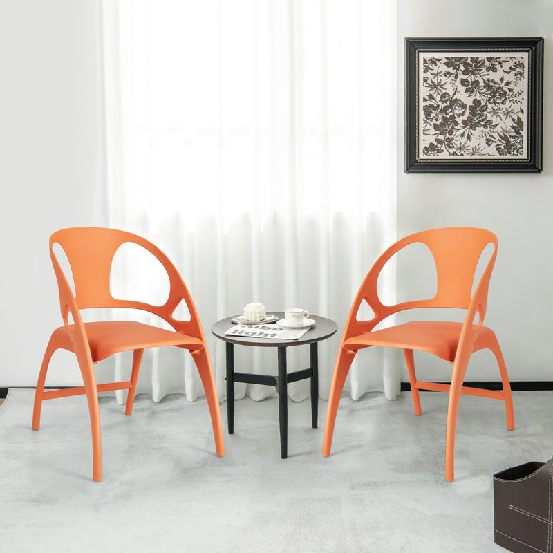 Folding Dining Chairs Set of 2 with Armrest and High Backrest-Orange