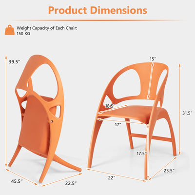 Folding Dining Chairs Set of 2 with Armrest and High Backrest-Orange