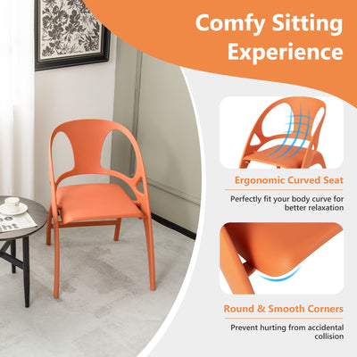 Folding Dining Chairs Set of 2 with Armrest and High Backrest-Orange