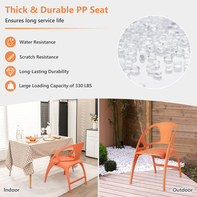 Folding Dining Chairs Set of 2 with Armrest and High Backrest-Orange