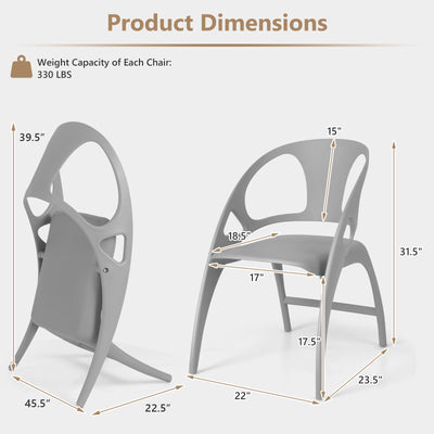 Folding Dining Chairs Set of 2 with Armrest and High Backrest-Gray